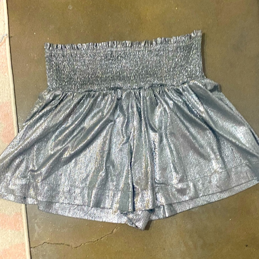 silver metallic shorts